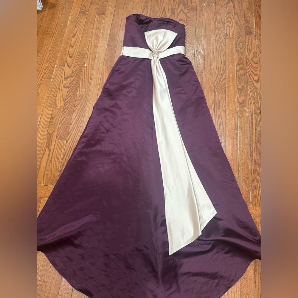 Bill Levkoff High-Low Skirt in Deep Purple and White - Picture 5 of 10